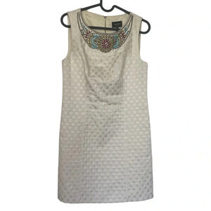 Laundry by Shelli Segal White Jeweled Sheath Dress